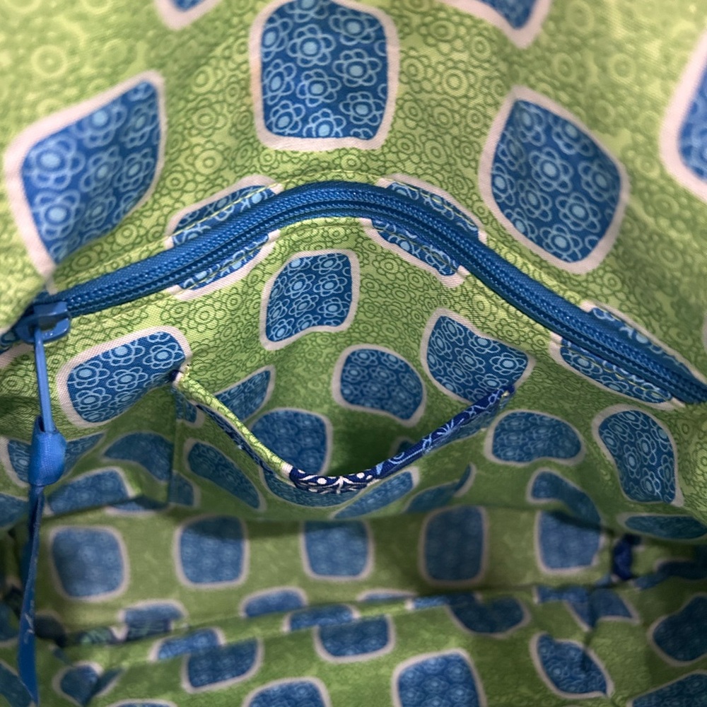 Vera Bradley Retired Doodle Daisy Laura Bag Green Blue White shoulder bag - Picture 6 of 11